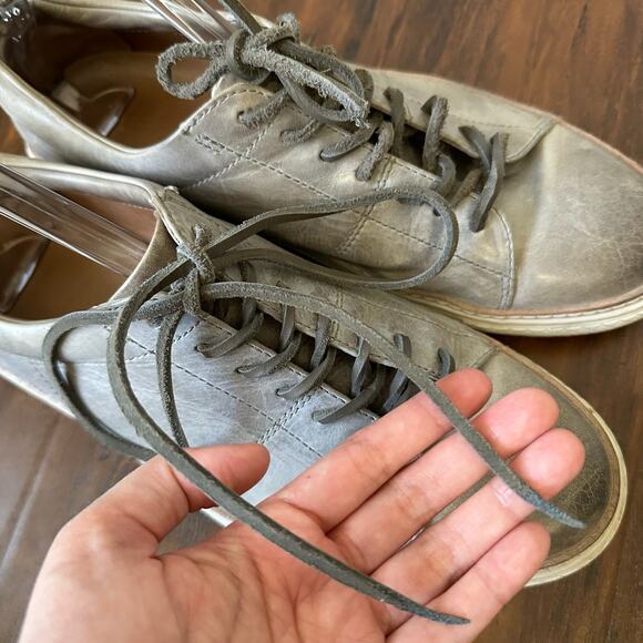 FRYE Walker Sneakers Gray Leather Lace Up Low Top Comfort Grunge - Picture 6 of 12